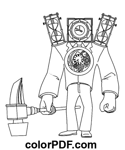 Titan Clockman With Hammer – Coloring Pages and Books in PDF.